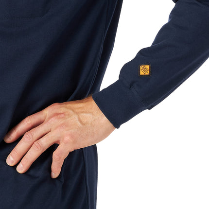Wrangler Riggs Workwear Men's Flame Resistant Long Sleeve Henley Work Shirt, Navy, XL