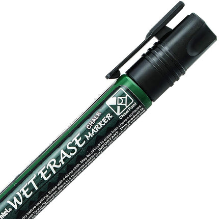 Pentel Arts Wet Erase Chalk Marker, Ideal on Blackboards and Windows, Small Chisel Tip, Black Ink, SMW26-A, Box of 12