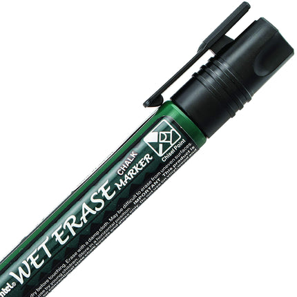 Rotulador de tiza borrable en húmedo Pentel Arts, ideal para pizarras y ventanas, punta de cincel pequeña, tinta negra, SMW26-A, caja de 12 unidades
