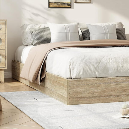 GarveeHome Wood Platform Bed Frame,Wooden Bed Frame Without Headboard, Wood Slat Support,No Box Spring Needed, Easy Assembly (Burlywood, Queen (U.S. Standard))