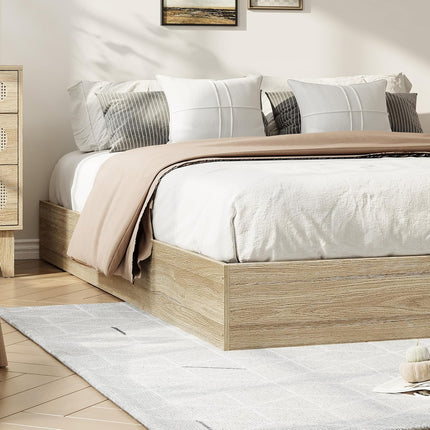GarveeHome Wood Platform Bed Frame,Wooden Bed Frame Without Headboard, Wood Slat Support,No Box Spring Needed, Easy Assembly (Burlywood, Queen (U.S. Standard))