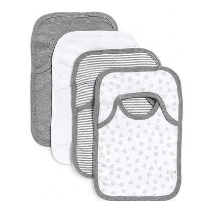 Burt's Bees Baby Unisex Baby Bibs, Lap Shoulder Drool Cloths, Heather Grey Prints, 4-Pack Of