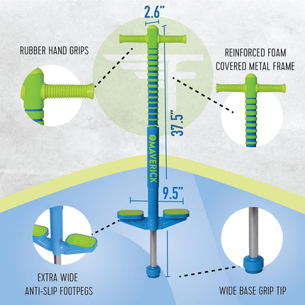 Flybar Maverick Pogo Stick for Kids Ages 5+, 40 to 80 Pounds, Perfect for Beginners, Easy Grip Handles, Anti-Slip Pegs, Outdoor Toys for Boys and Girls