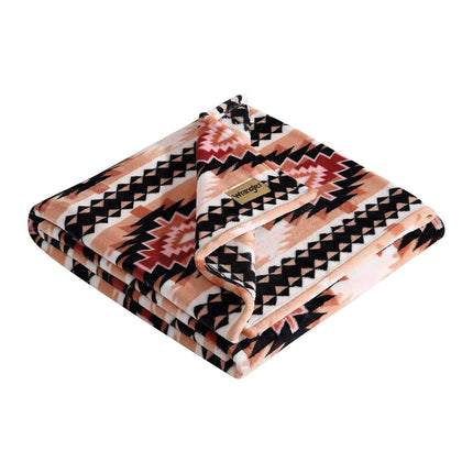 Wrangler - Throw Blanket, Soft Plush Fleece Bedding, Yellowstone Inspired, Western Decor for Bed or Couch (Plains Creek Pink, 50" x 70")