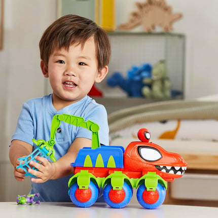 SPIDEY AND HIS AMAZING FRIENDS Marvel Dino Webs Crawler Toy Car Playset, Spider-Man & Goblin Raptor 4 Inch Action Figures, Children Aged 3+