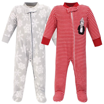 Dors-bien en molleton pour bébé unisexe Hudson Baby, pingouin rouge, 3-6 mois