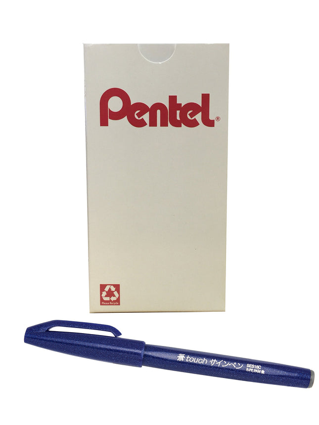 Pentel Arts Sign Pen Touch, Fude Brush Tip, Blue I