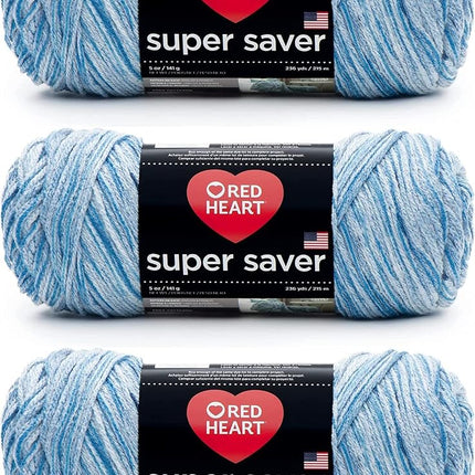 Red Heart Super Saver Pack of 3 - Lapis - 7oz/198g - Acrylic - 4 Medium (Worsted) - 364 Yards - Knitting, Crocheting, Crafts & Amigurumi