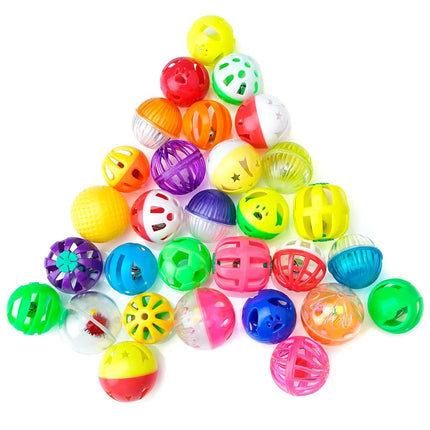 CHIWAVA 36PCS Plastic Noisy Cat Toy Ball with Bell Kitten Chase Toys 8 Type