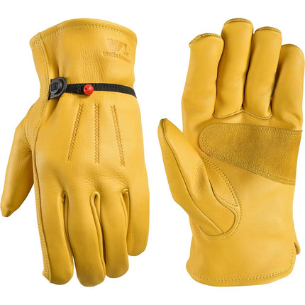 WELLS LAMONT Men's Leather Work Gloves with Adjust