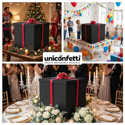 Extra Large Gift Box 28x28x28"—Giant Black Gift Boxes with Lid for Large Gifts, Big Presents for Birthday Surprise, Special Occasions, Unique Celebrations, Not for Heavy-Duty Storage Use