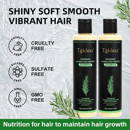 Tgideas Organic Rosemary Hair Growth Shampoo for Women and Men-Natural Thickening & Strengthening Shampoo with Hydrolyzed Keratin for Thinning Hair & Hair Loss 7.4 fl.oz