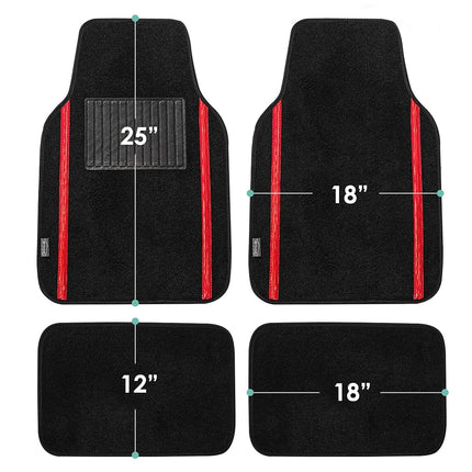 FH Group Car Floor Mats - Carpet Floor Mats for Cars, Universal Fit Automotive Floor Mats, All Purpose Car Floor Mats, Carpet Protector Mat for Most Sedan, SUV, Truck Floor Mats Red