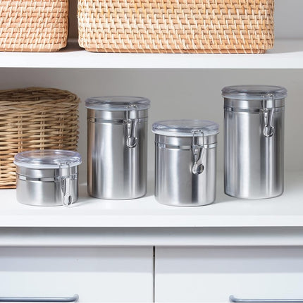 Oggi 26-Ounce Stainless Steel Canister with Clear Arylic Lid and Locking Clamp