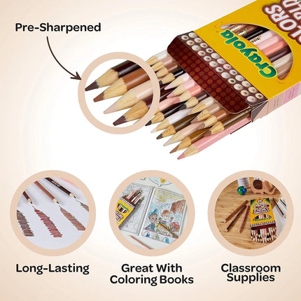 CRAYOLA Colours of the World Pencils - Assorted Colours (Pack of 24) | Colours That Represent Skin Tones from Around the World | Ideal for Kids Aged 3+