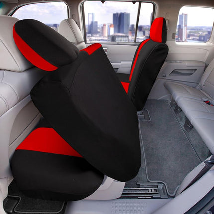 FH Group Back Seat Cloth Car Seat Cover - Universal Fit, Rear Seat Covers for Cars with Rear Split Bench, Car Interior Accessories for SUV, Sedan, Van, Red