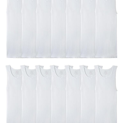 Fruit of the Loom Men's Tag-Free Tank A-Shirt Underwear, 14 Pack - White, M