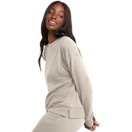 Hanes womens Originals French Terry Sweatshirt, Lightweight Fleece Pullover Sweatshirt, Available in Plus, Natural, 3X