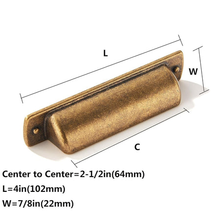 khtumeware 10 Pack 2-1/2"(64mm Drawer Pulls Antique Brass Cabinet Cup Pulls Kitchen Hardware Cabinet Handles Drawer Handles Knobs 2-1/2 inch Hole Center