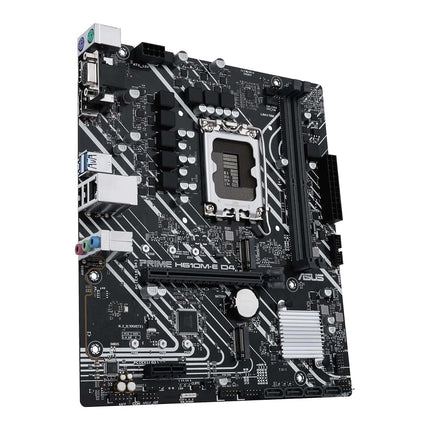 ASUS PRIME H610M-E D4-CSM mATX Motherboard, Intel H610, LGA1700, DDR4, PCI 4.0, Realtek 1Gb Ethernet, Realtek 7.1 Surround, 2xM.2, 4xSATA 6GB/s, USB 3.2 Gen 1, Armoury Crate, Black
