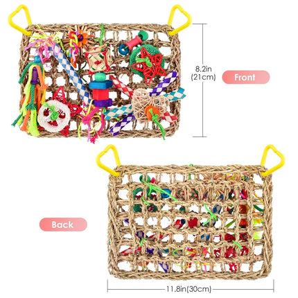 KATUMO Bird Toys, Large Bird Foraging Wall Toy, Woven Climbing Hammock Mat