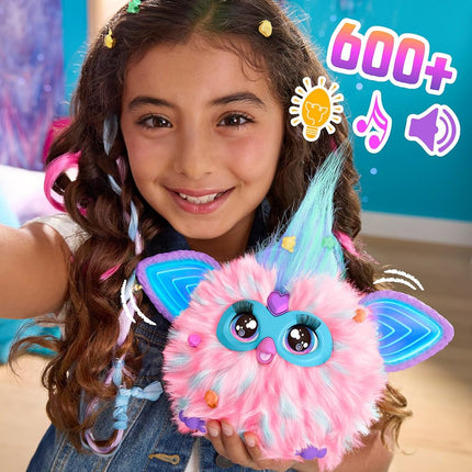 Furby Cotton Candy Pink & Blue Interactive Plush Toy, 15 cm