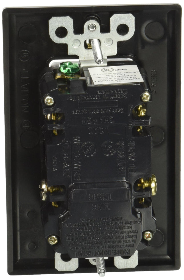 Leviton AFTR1-HGE 15-Amp 125-volt Tamper Resistant Hospital Grade AFCI Duplex Receptacle, Black