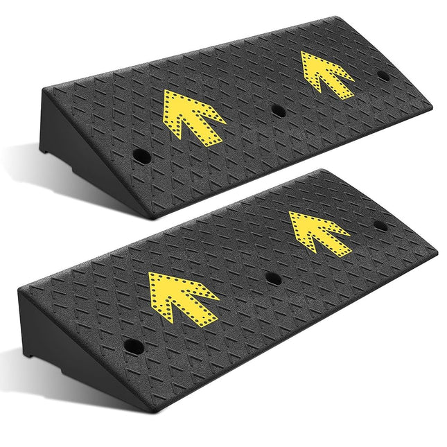DNA MOTORING 2pcs 5.5" Rise Rubber Arrow Curb Ramp Heavy Duty Loading Threshold Ramp 37.4 in L x 13.8 in W x 5.5 in H for Loading Dock, Warehouse, Wheelchair, Motorcycles, Cars, TOOLS-00651