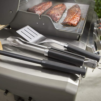 Weber 6772 Precision 3-Piece Grilling Tool Set, Black/Silver