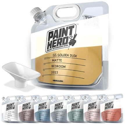 Paint Hero Paint Storage Bags - 1 Gallon Refillable Airtight Pouches with Funnel (8 Pack)
