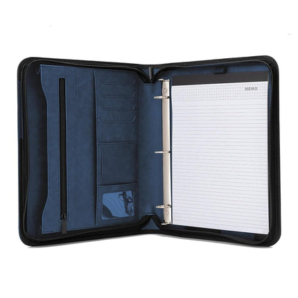 Forevermore Portfolios Padfolio Binder - Professional Faux Leather Travel Organizer Pouch for Tablet, Documents, Presentation Folders, Business Cards - Zipper Closure with Notepad - Brown