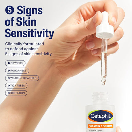 Cetaphil Vitamin C Serum, Visibly Reduces the Appearance of Dark Spots and Hyperpigmentation, Formula with Niacinamide, Developed for Sensitive Skin, Without White Fri 30 ml Liquid
