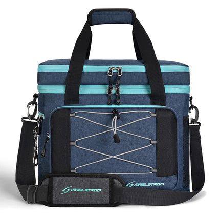 Maelstrom Collapsible Soft Sided Cooler - 60 Cans Extra Large Lunch Cooler Bag Insulated Leakproof Camping Cooler, Portable for Grocery Shopping, Camping, Tailgating and Road Trips，Navy Blue