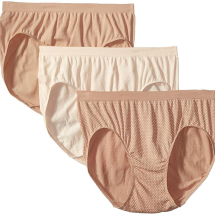 Bali Women's Comfort Revolution Seamless Hipster 3 unidades, nude/beige claro/nude con puntos, 6/7'