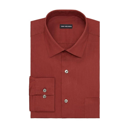Van Heusen Men's Dress Shirt Regular Fit Everyday Defense Stretch, Spice, 14"-14.5" Neck 32"-33" Sleeve