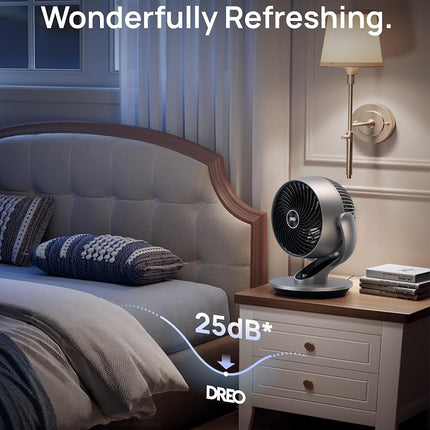 DREO Smart Fan for Bedroom,120� Vertical and 90� Oscillating Fan with Remote/Voice, 13 Inch Height Quiet Air Circulator for Whole Room, 70 ft, 4 Speeds, 5 Modes, 12H Timer, Desk Fans for Home, Office