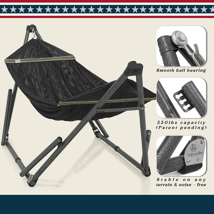 Tranquillo Hammock Stand, Instant 30s Foldable Hammock with Stand, Black