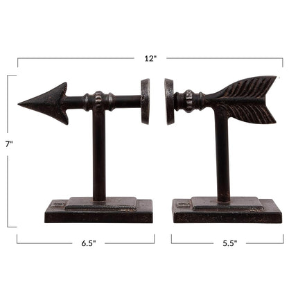 Creative Co-Op Bronze Arrow Shaped Cast Iron Bookends (Set of 2 Pieces)