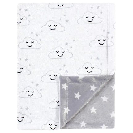 Hudson Baby Couverture en vison réversible en peluche unisexe pour bébé, nuages gris, 76x102 cm