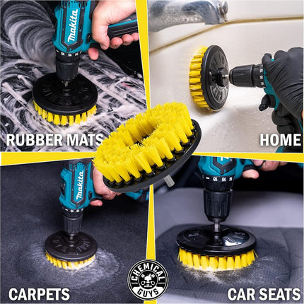 Chemical Guys ACC507 Medium Duty Spinner Multi-Surface Drill Brush Attachment (Fits Any Standard Drill - Power Scrubber Removes Stains & Cleans Floor Mats, Upholstery & Carpets), Yellow