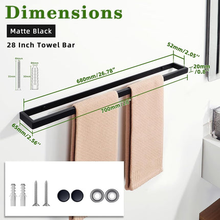 Alise 20 Inch Towel Bar,Towel Holder for Bathroom, Towel Racks for Lavatory,SUS304 Stainless Steel Hand Towel Hanger,Wall Mount Towel Rail,Matte Black