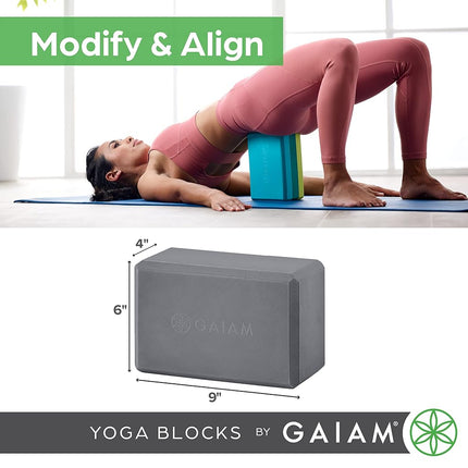 Gaiam Yoga Block, EVA Foam for Balance & Stretch (1 Block, Grey)