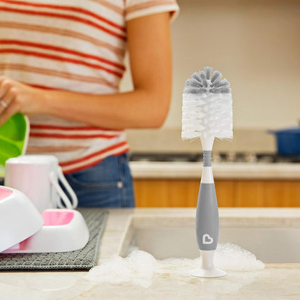 Munchkin Baby Bottle and Sippy Cup Cleaning Set, Includes Countertop Drying Rack and Bristle Bottle Brush, Grey