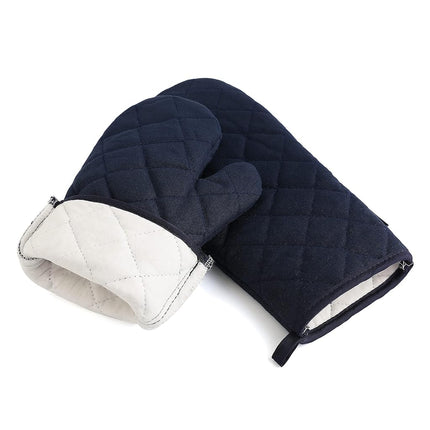 M Miaoyan Oven Mitts and Pot Holders 4 pcs Set,High Heat Resistant 500 Degree Extra Thicken Long Kitchen Cotton Oven Glove for Cooking (12 Inch,Deep Blue)
