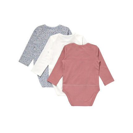 Bodys de manga larga Hanes Pure Comfort unisex para bebé, bodis para bebé, niños y niñas, paquete de 3, plata/beige/óxido, 3 MESES