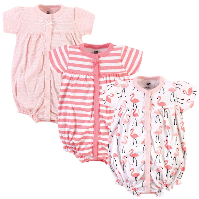 Hudson Baby Unisex Baby Cotton Rompers, Coral Flam