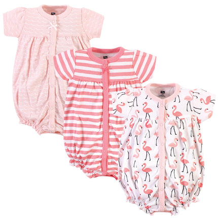 Hudson Baby Unisex Baby Cotton Rompers, Coral Flam