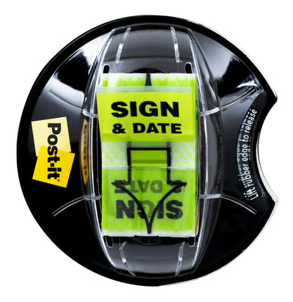 Post-it "Sign and Date" Flags, 200/Desk Grip Dispe
