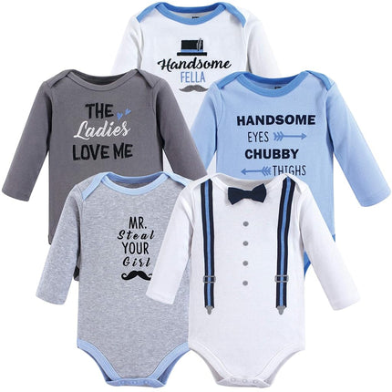 Hudson Baby mamelucos de algodón de manga larga unisex para bebé, Handsome Fella, 9-12 meses