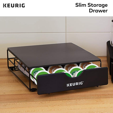 Tiroir de rangement mince et non roulant Keurig, rangement pour dosettes de café, peut contenir jusqu'à 24 dosettes Keurig K-Cup, noir, tiroir de rangement - 24 unités (l'emballage peut varier)